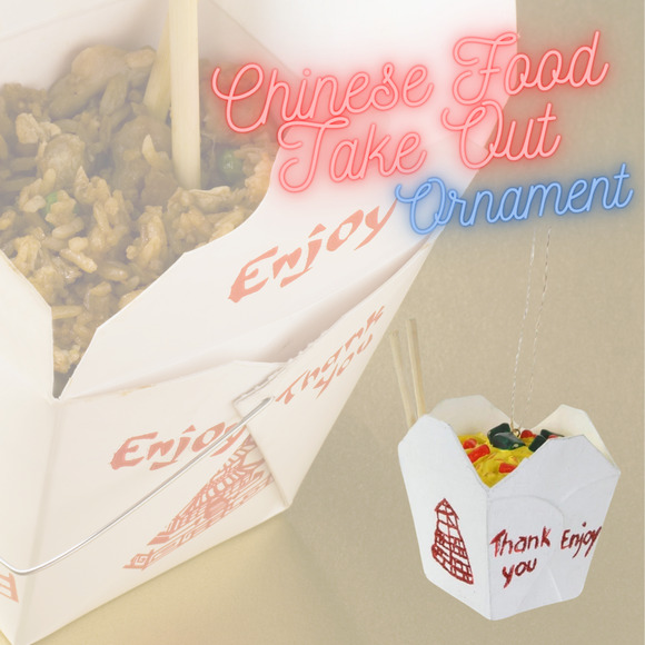 Cody Foster Chinese Food Ornament, Take Out Box, Chop Sticks - Picture 2 of 6